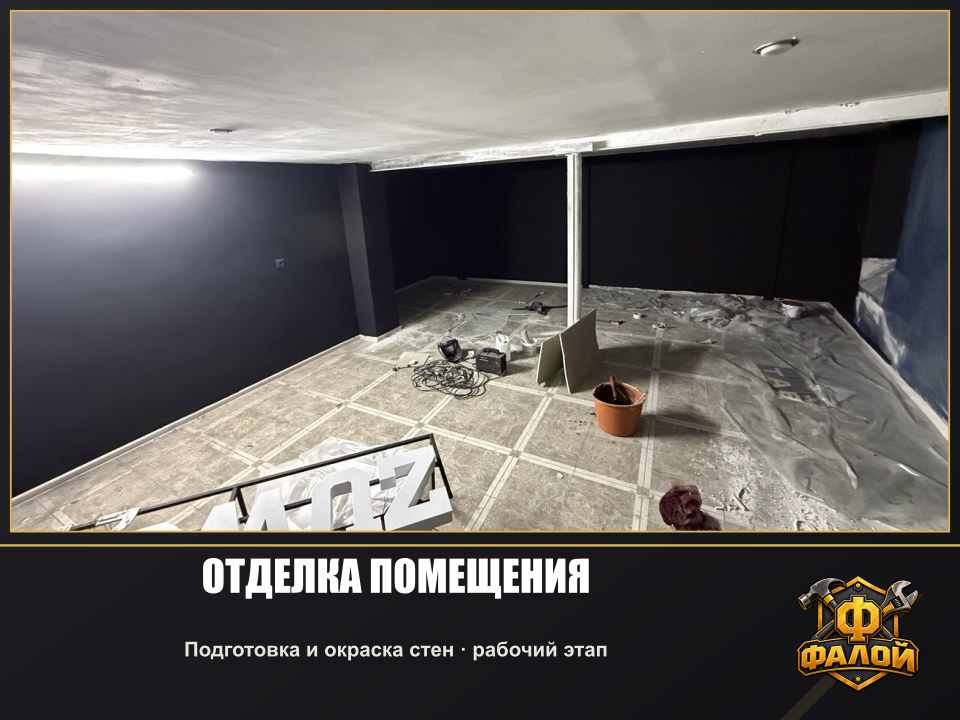 Отделка помещения. Подготовка и окраска стен · рабочий этап